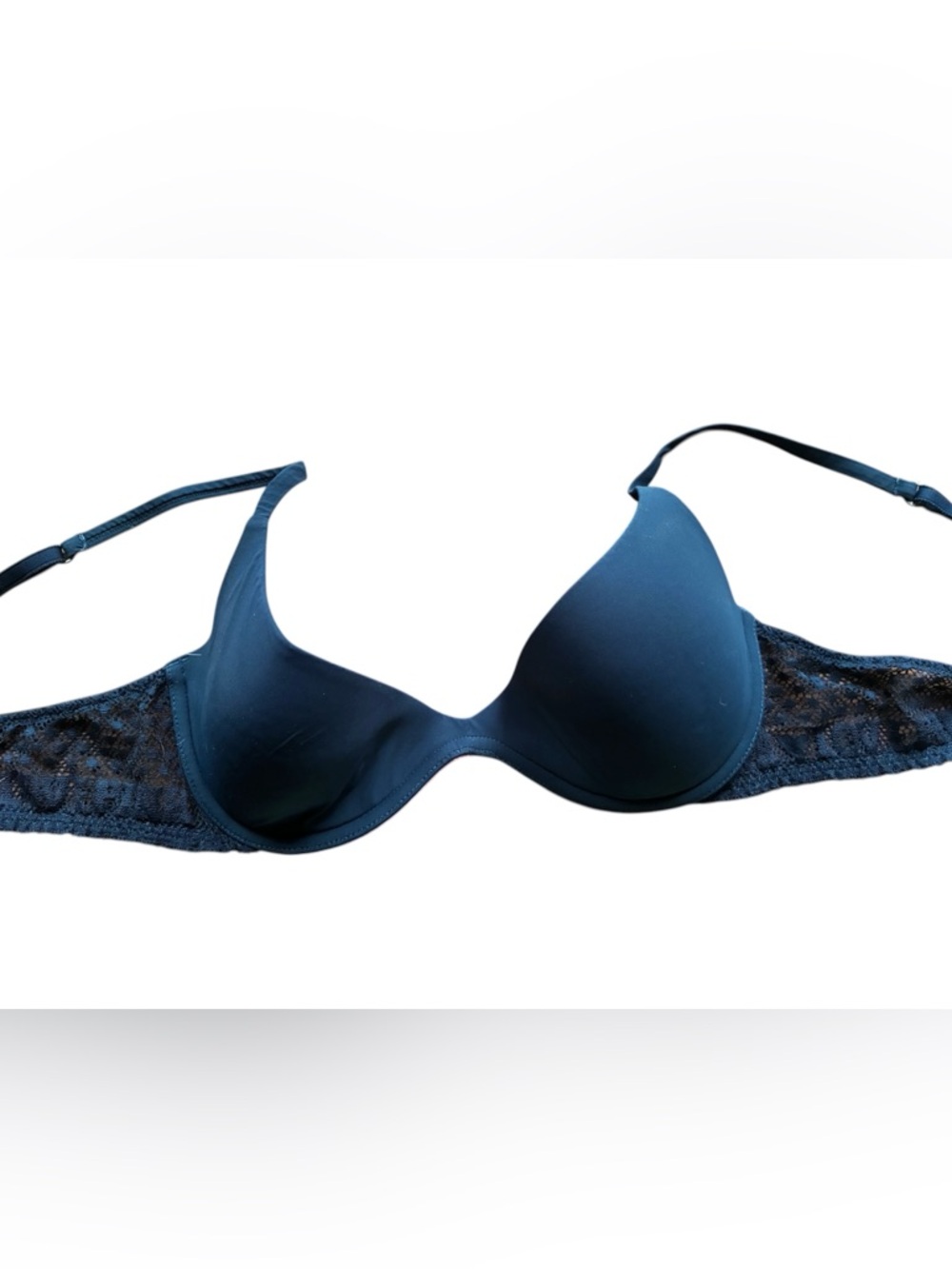 PINK Victoria's Secret Navy Blue Molded Lace-Back Bra.